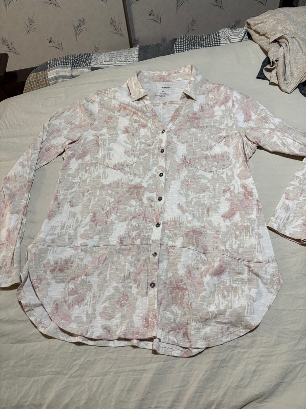 Sonoma Pink and White Button-Down Shirt